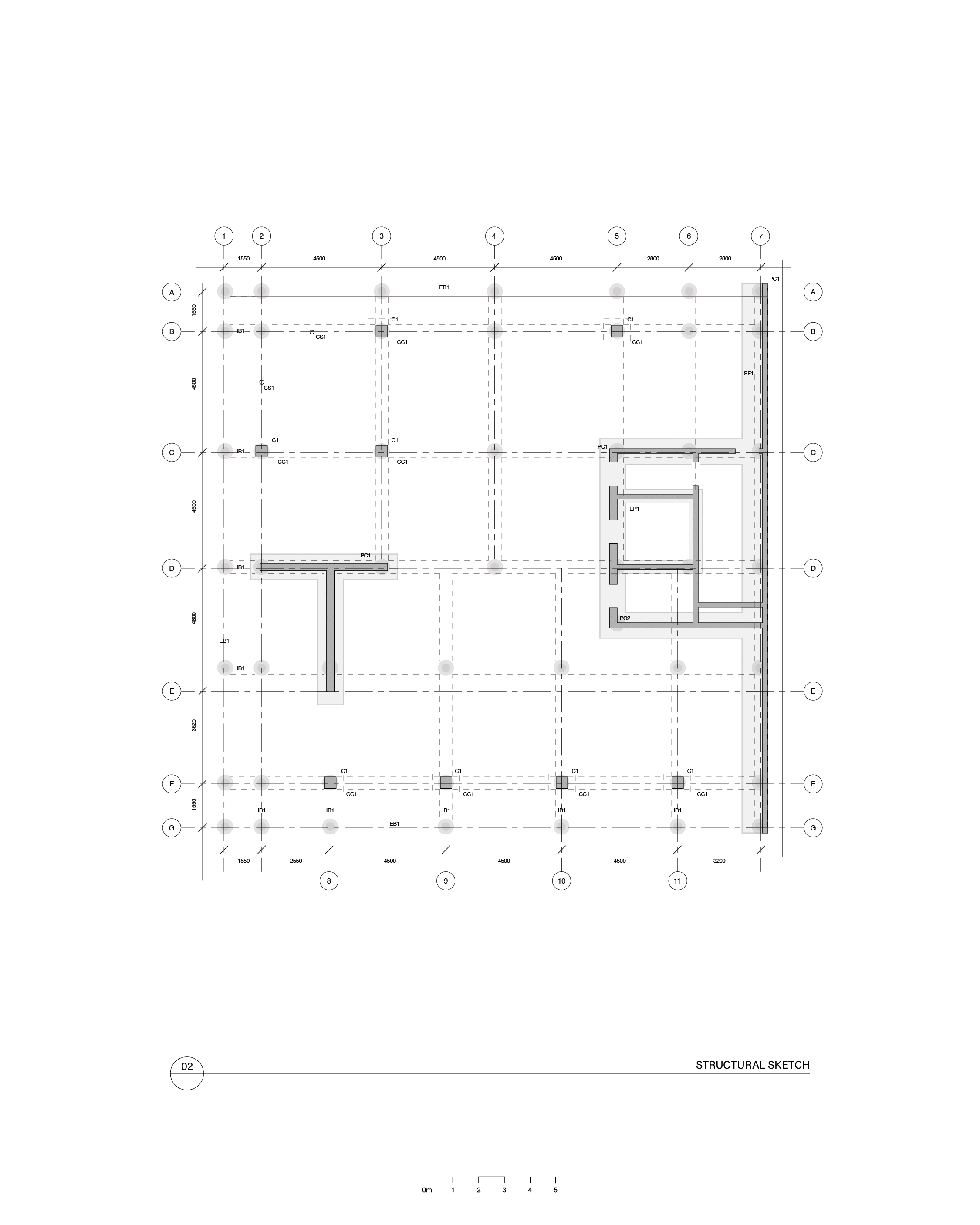 combined extracted floor plan and section of exterior stage