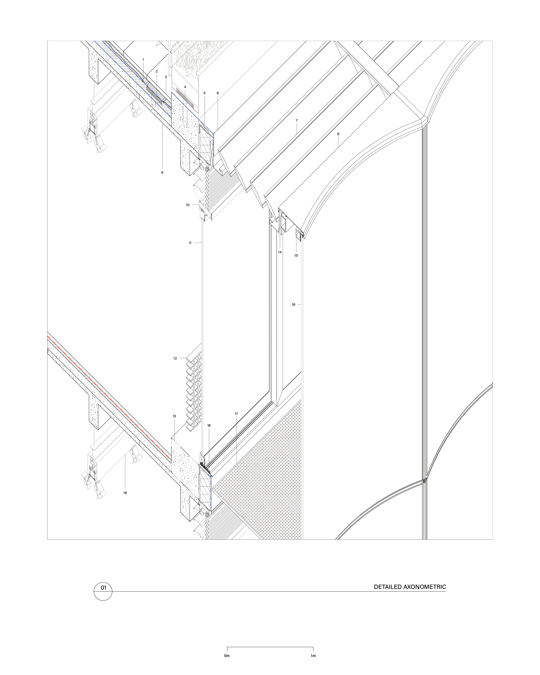 exploded axonometric of foundation stage