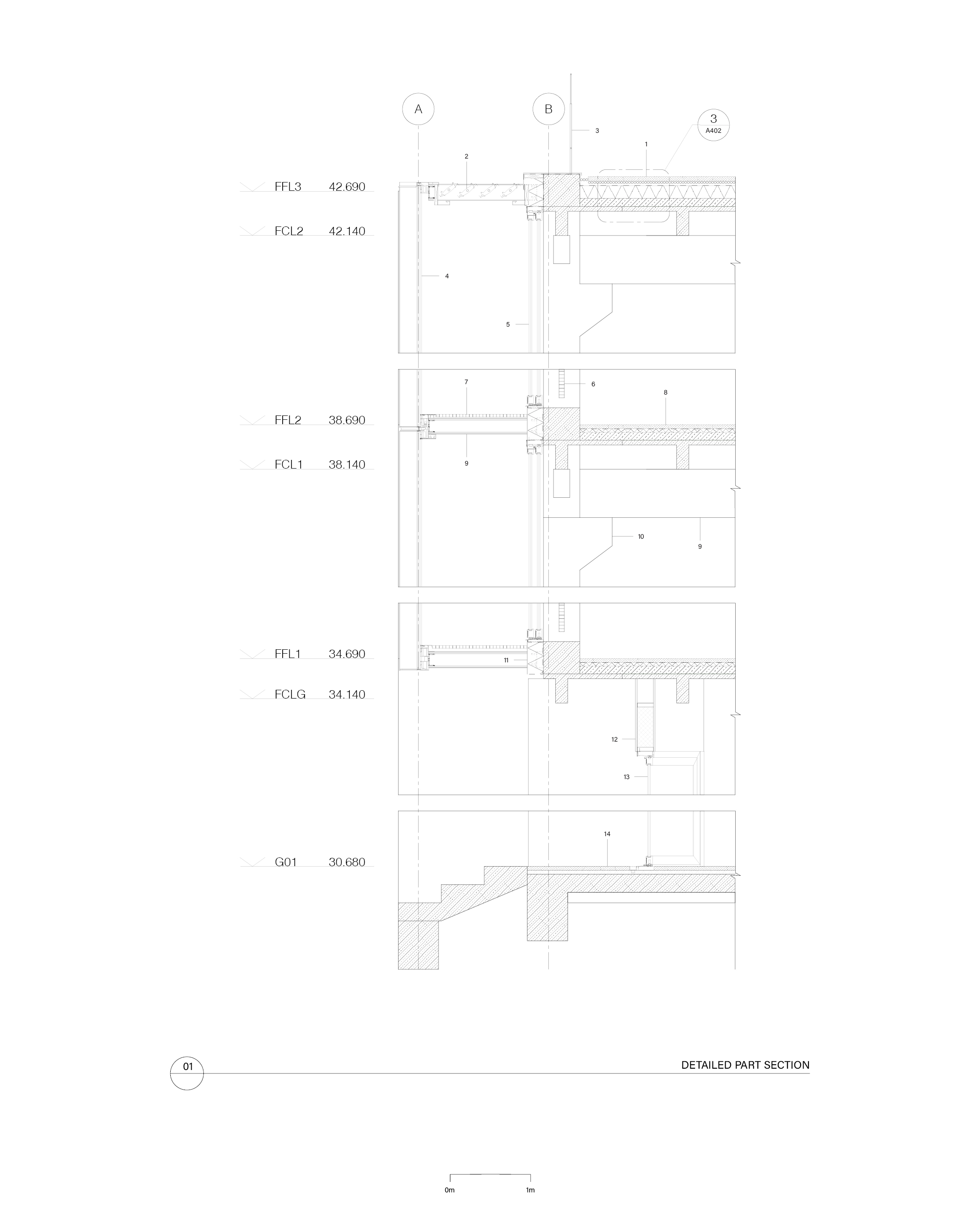 combined extracted floor plan and section of framing stage