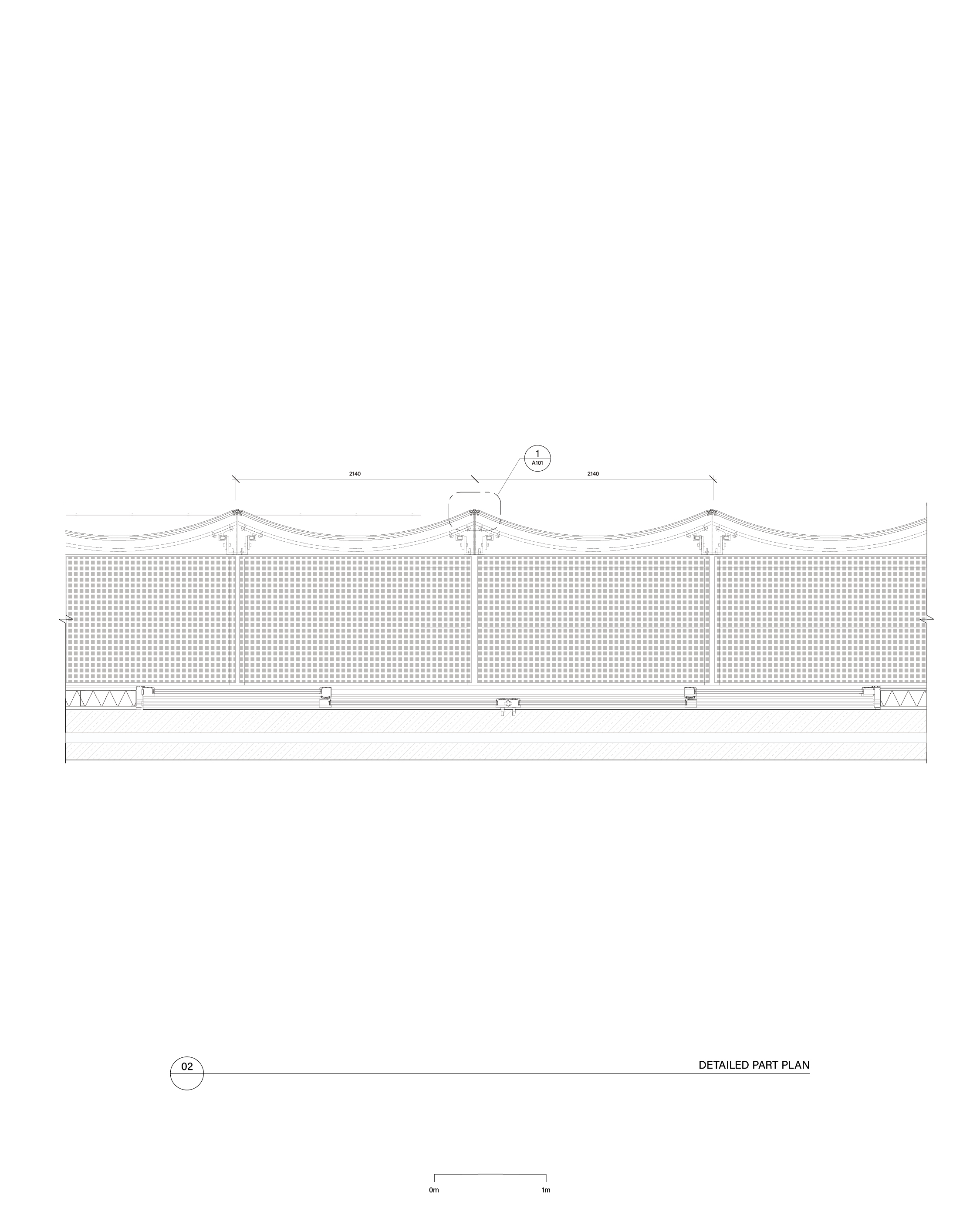 combined extracted floor plan and section of roofing stage
