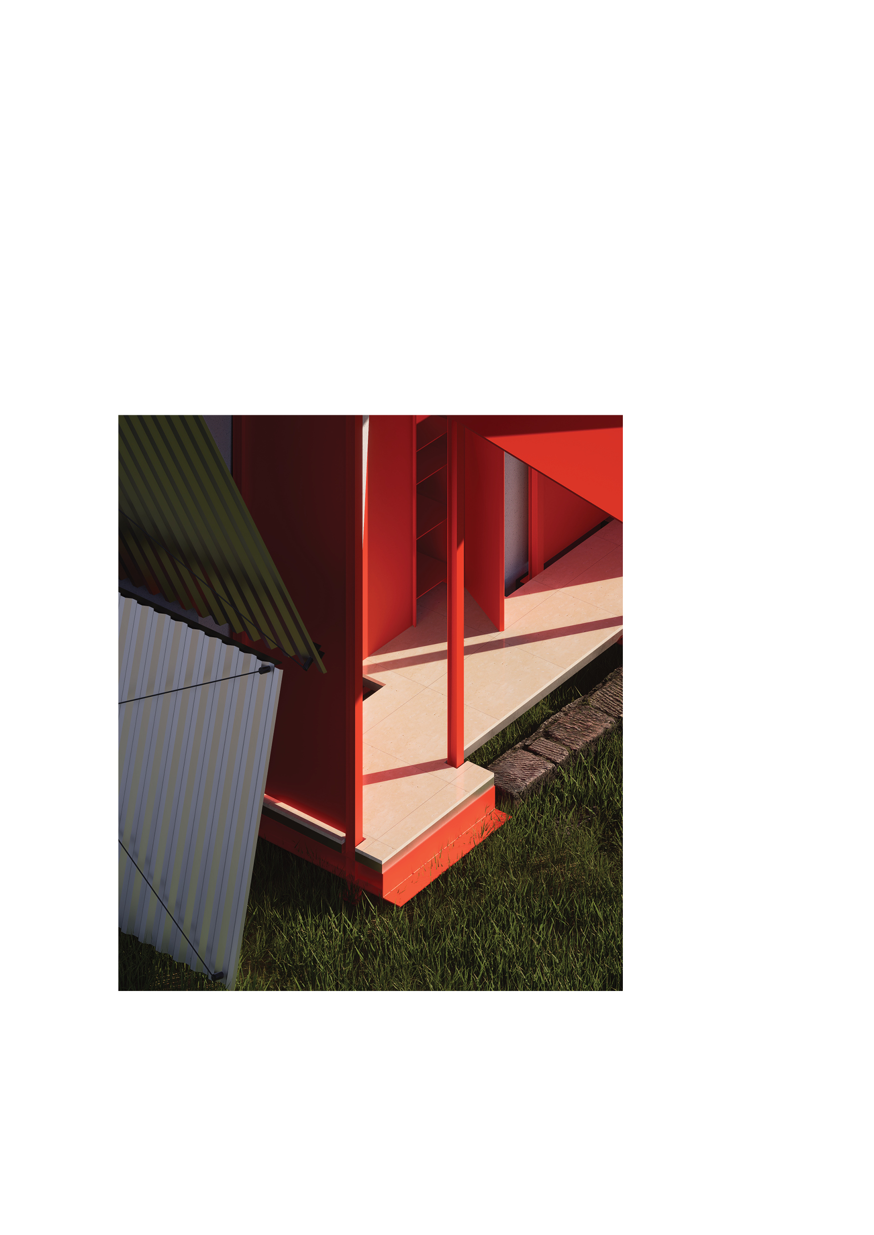 conceptual render of structure on site