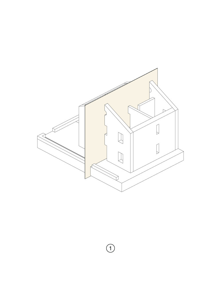 stage 1, dividing the building into 2
